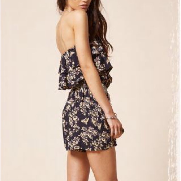 Blue Life Double Ruffle Romper In Night Floral - Picture 2 of 2